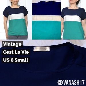 Vintage Cest La Vie color block blouse